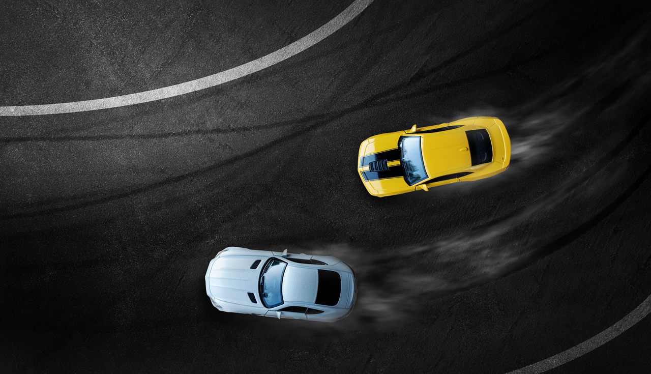 Two race cars on track — skill-based Forza Horizon 6 ranked matchmaking
